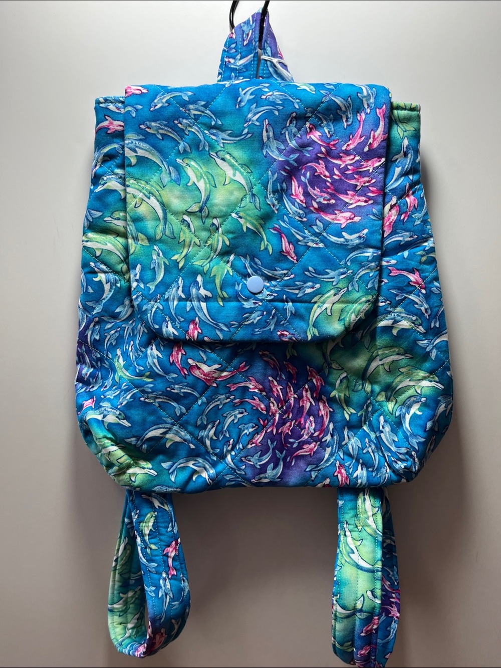 Vibrant Blue Dolphin Print Backpack - Kids